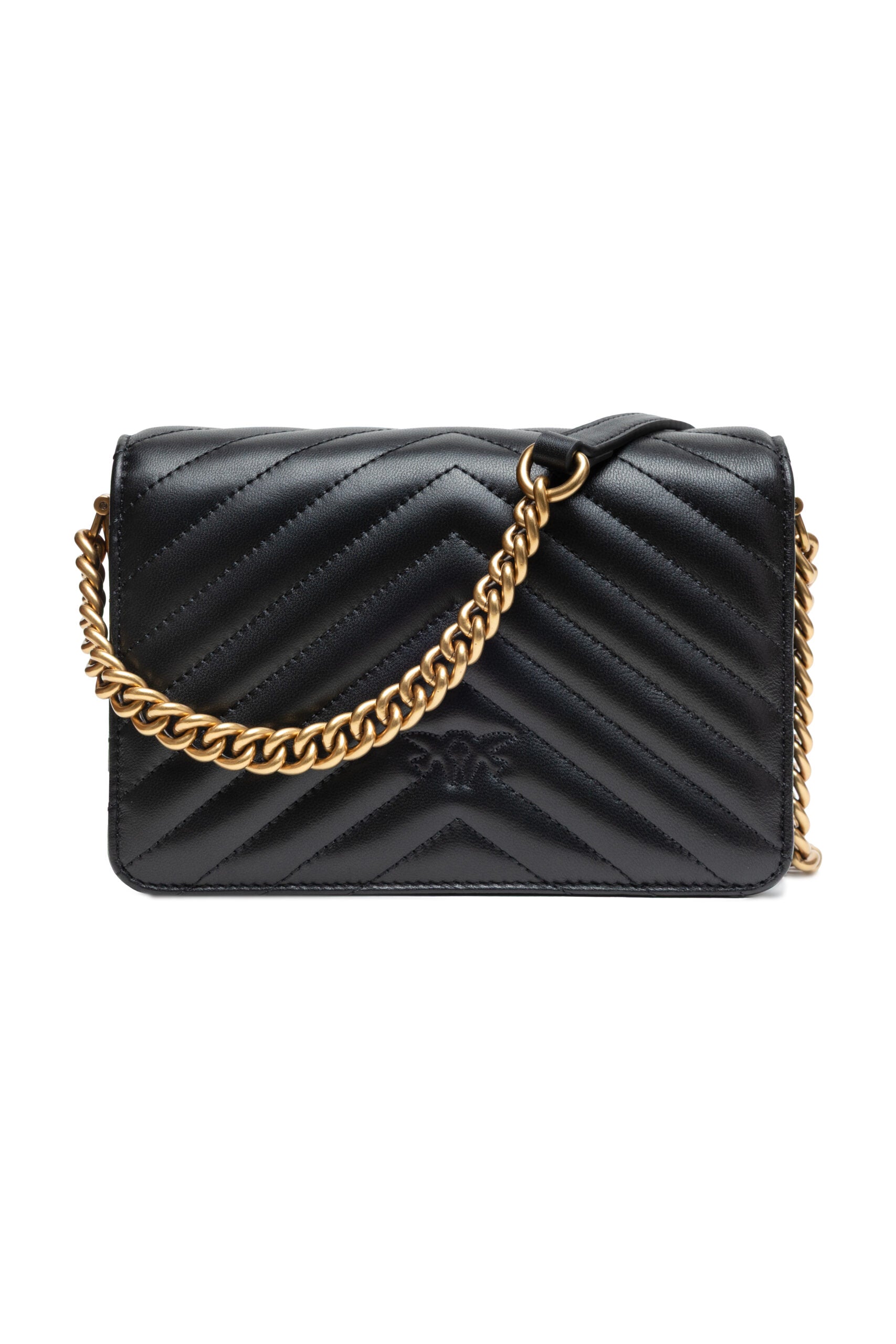 PINKO Schwarze Leder Love Click Mini Umhängetasche